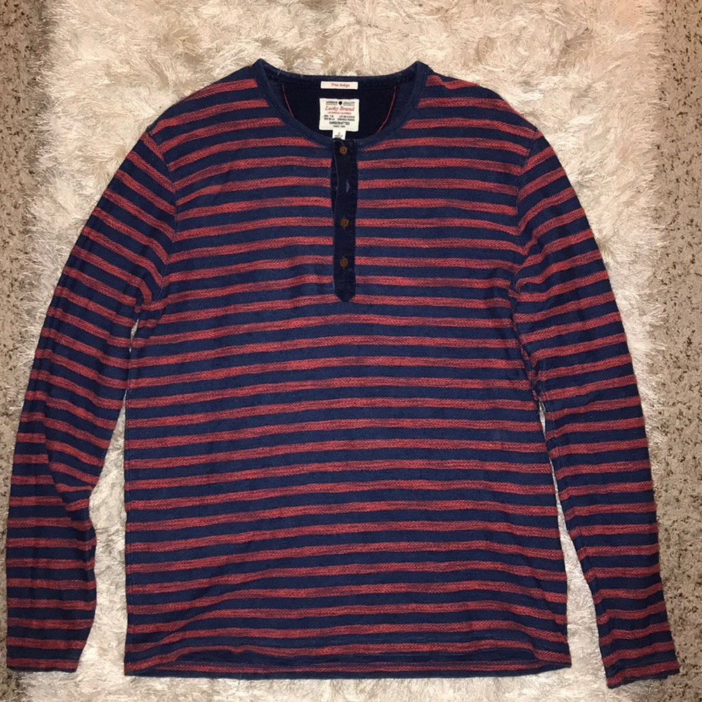 Lucky Brand True Indigo Striped Henley Size L